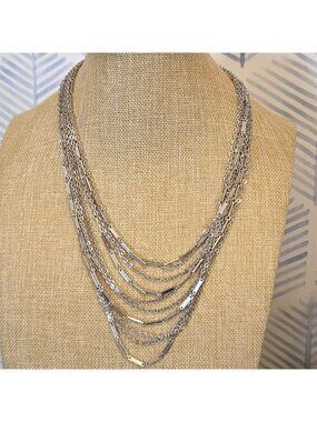 Sarah Coventry Vintage Multi Strand Rhodium Plated Silver 22" Necklace